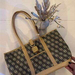 Dooney & Bourke Green and Tan Hobo Bag